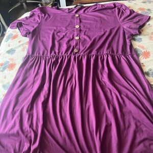 Purple Button-Front Dress